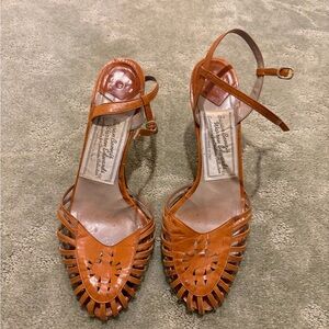 Susan Bennis Warren Edwards "Couture Collection" Woven Leather Huarache Heels